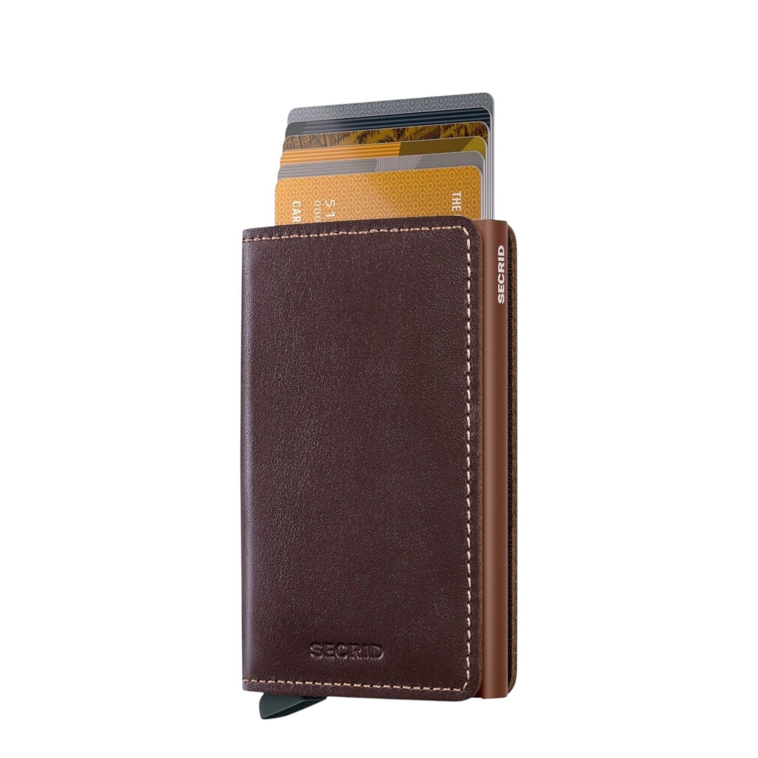 Lieblingstasche Secrid Slimwallet in dark brown leather with RFID protection and card ejector mechanism