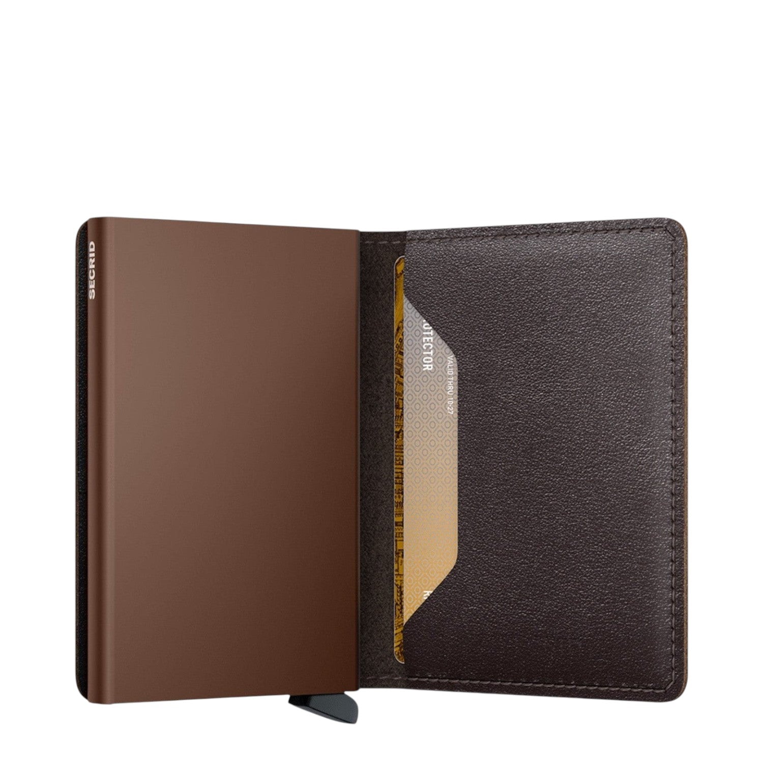 Lieblingstasche Secrid Slimwallet in brown leather with integrated RFID-blocking card protector mechanism