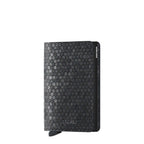 Lieblingstasche Secrid Slimwallet in black with a textured hexagonal pattern and integrated RFID card protector.