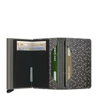 Lieblingstasche Secrid Slimwallet Hexagon with grey geometric pattern, card protector, and interior card slots.