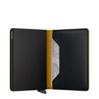 Lieblingstasche Secrid Slimwallet Matte in black with a yellow interior, featuring an RFID-protected card case.