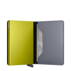 Lieblingstasche Secrid Slimwallet Matte in lime green with RFID-protected card case and grey leather interior