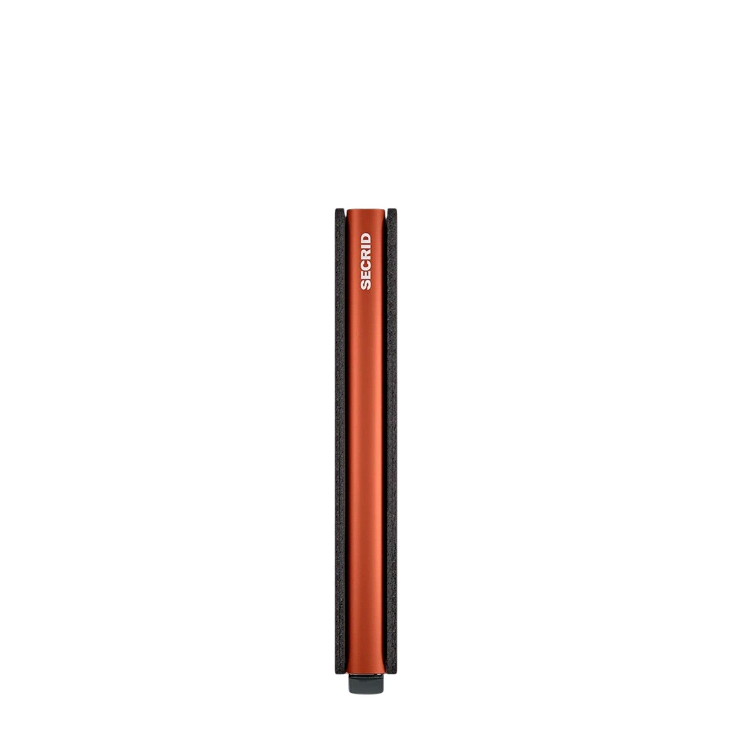 Lieblingstasche Secrid Slimwallet Matte in orange showing the slim profile and card protector mechanism