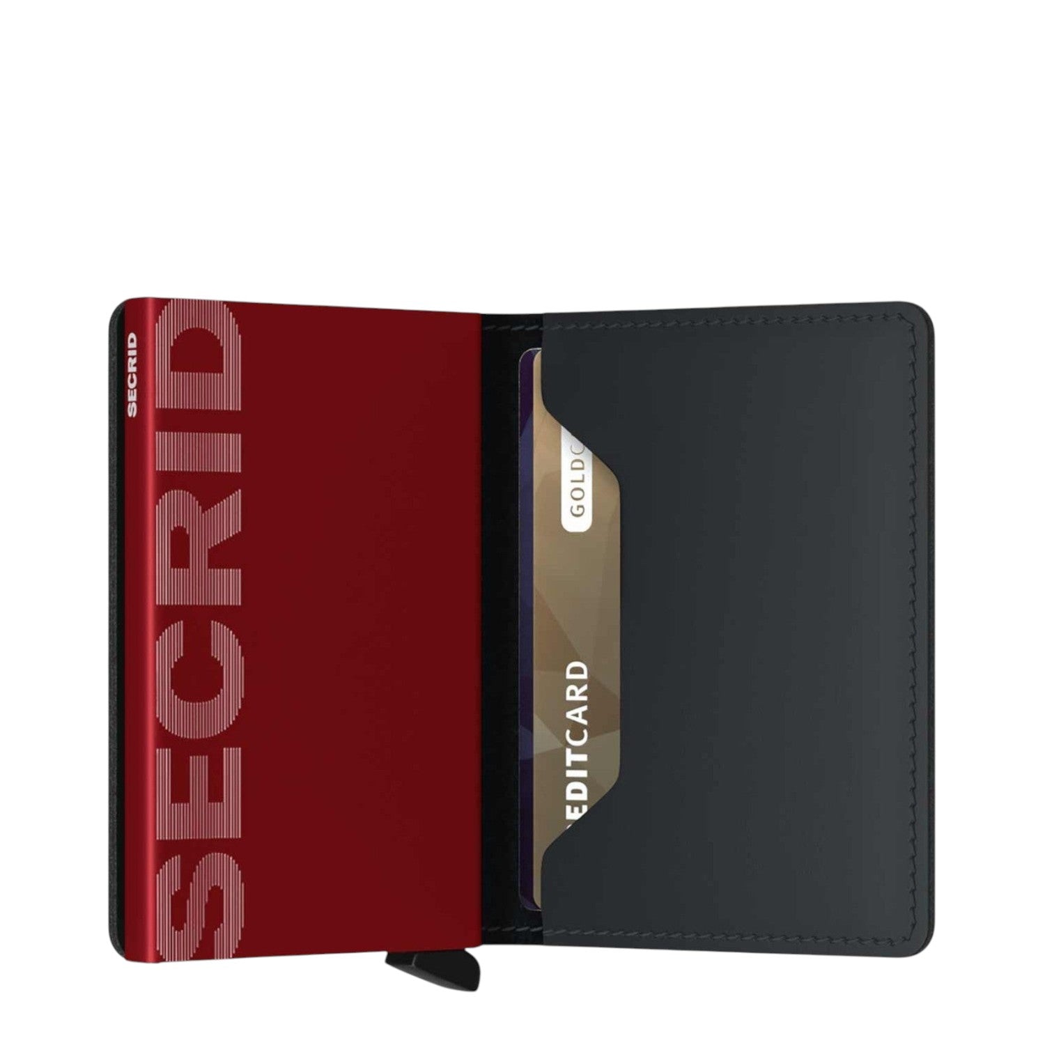 Lieblingstasche Secrid Slimwallet in matte red and black leather with RFID protection and card ejector mechanism