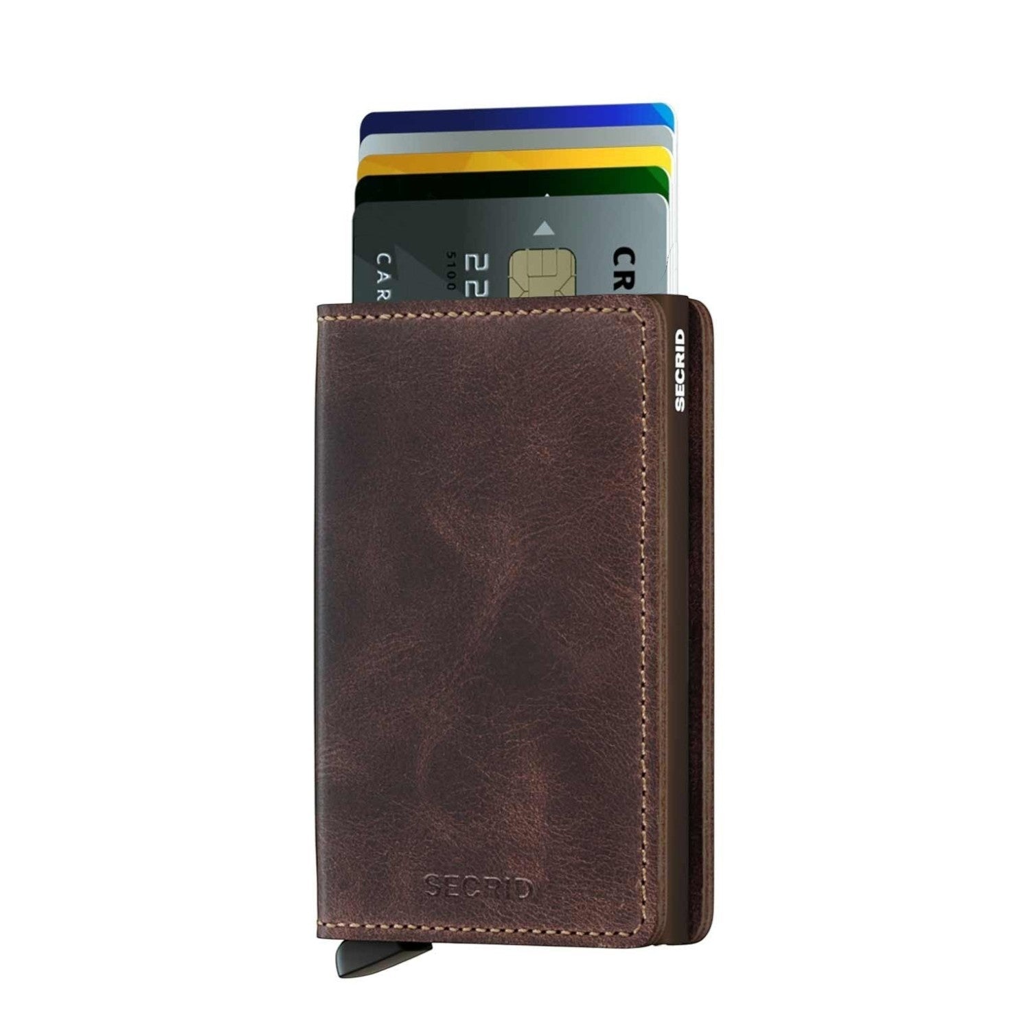 Lieblingstasche Secrid Slimwallet in vintage brown leather with card protector mechanism and multiple credit cards
