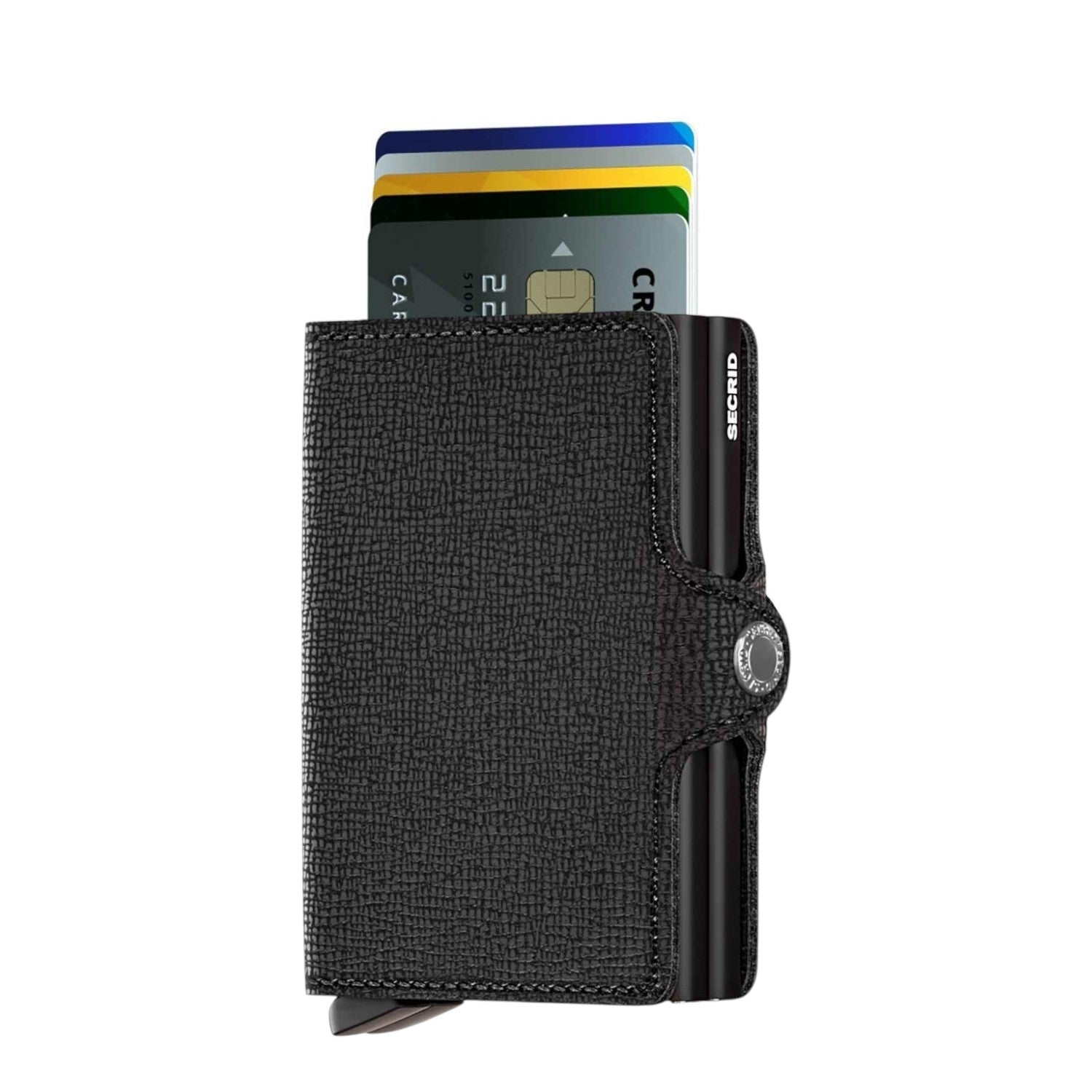 Lieblingstasche Secrid Twinwallet Crisple in black leather with textured finish and card protector mechanism