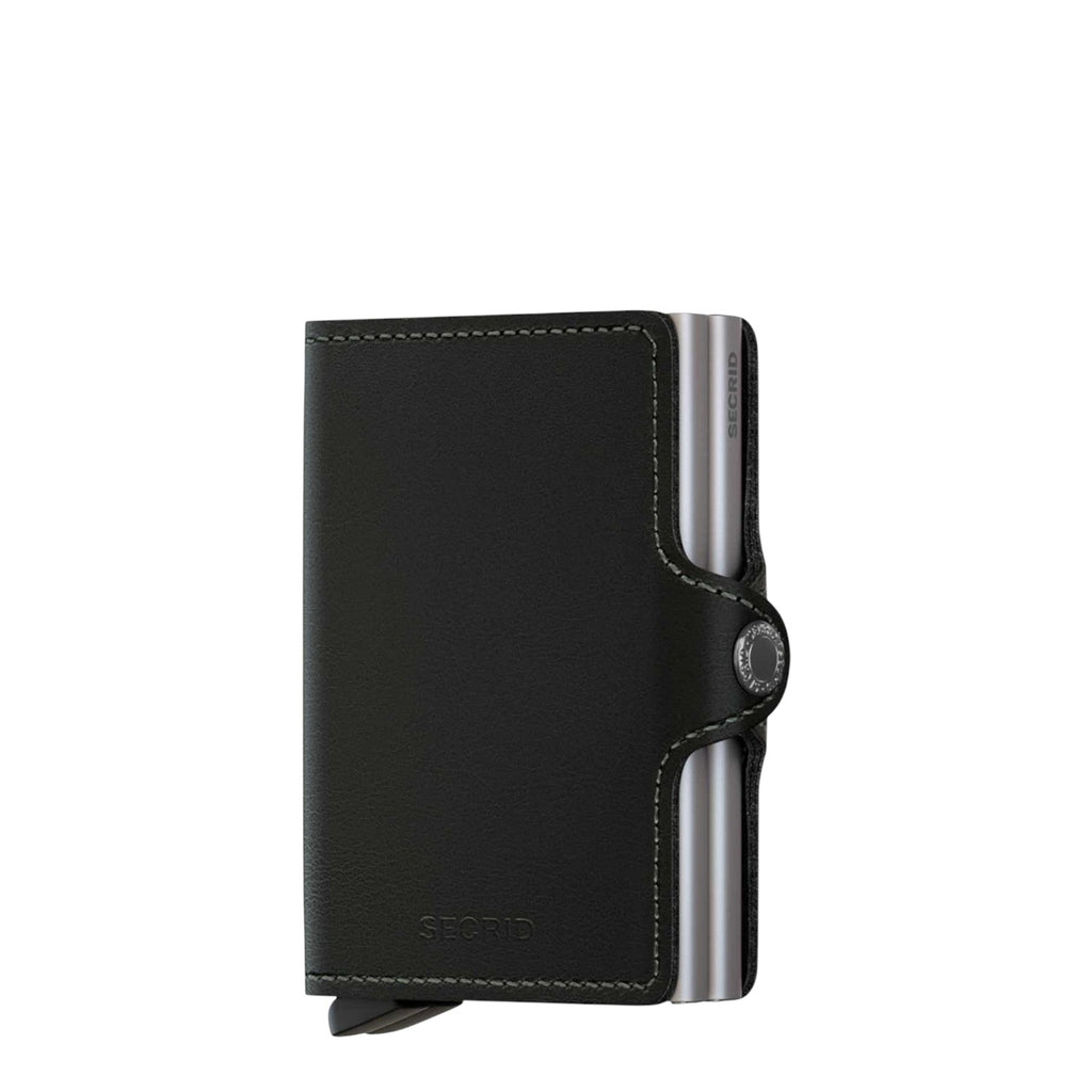 Lieblingstasche Secrid Twinwallet in black leather with dual card protectors and snap button closure