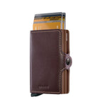 Lieblingstasche Secrid Twinwallet in dark brown leather with card protector mechanism for RFID protection