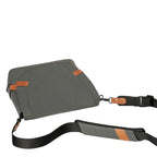 Lieblingstasche Sendai grey crossbody bag with water-repellent cotton fabric, brown leather accents, and shoulder strap