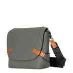 Lieblingstasche Sendai grey water-repellent cotton messenger bag with tan leather accents and adjustable strap