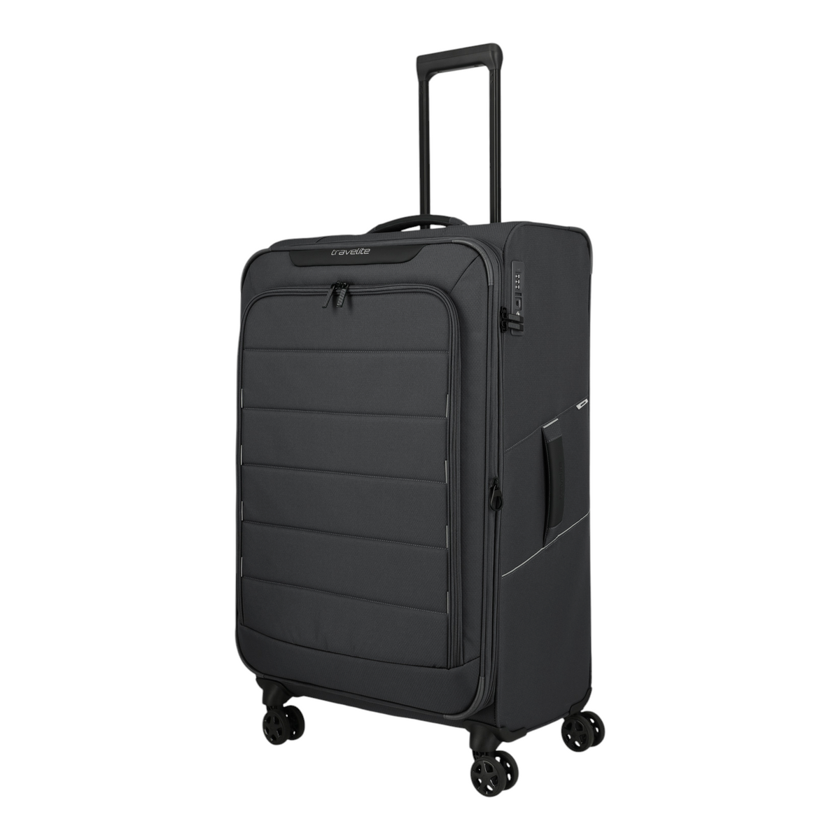 Lieblingstasche Skaii 4-wheel large expandable suitcase in black with a telescopic handle and integrated lock