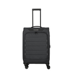 Lieblingstasche Skaii 4-wheel expandable black trolley suitcase with front zip pocket and telescopic handle