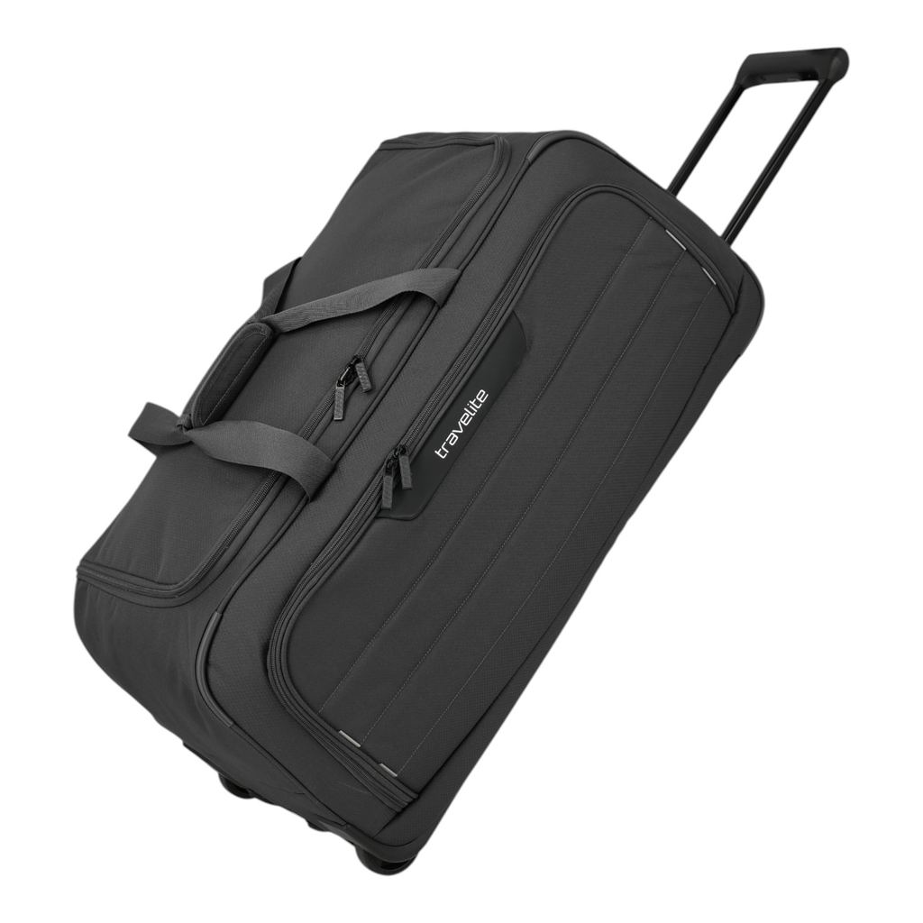 Lieblingstasche Skaii wheeled duffle bag in black with telescopic handle and durable fabric construction