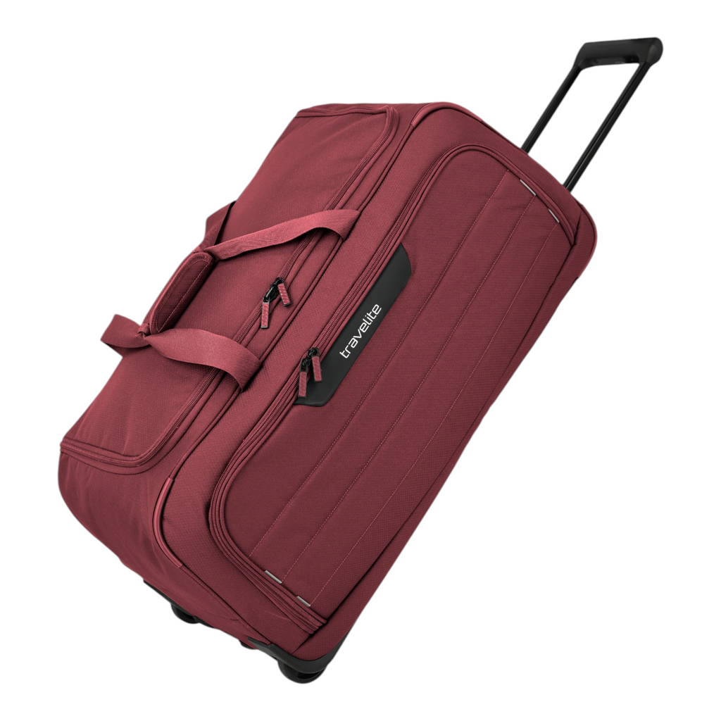 Lieblingstasche Skaii wheeled duffle bag in burgundy with telescopic handle and durable fabric construction