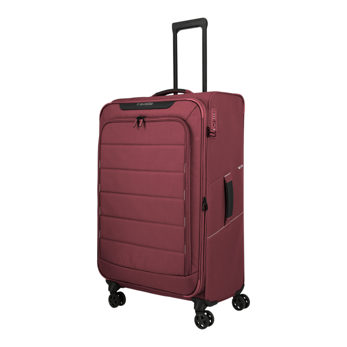 Lieblingstasche Skaii 4-wheel expandable large trolley suitcase in dark red fabric with telescopic handle