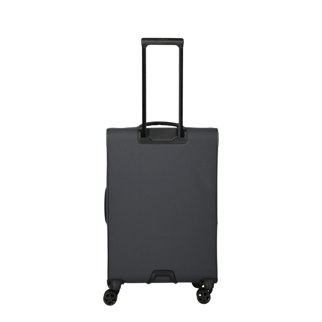 Lieblingstasche Skaii medium expandable 4-wheel trolley suitcase in dark grey with an extended telescopic handle.