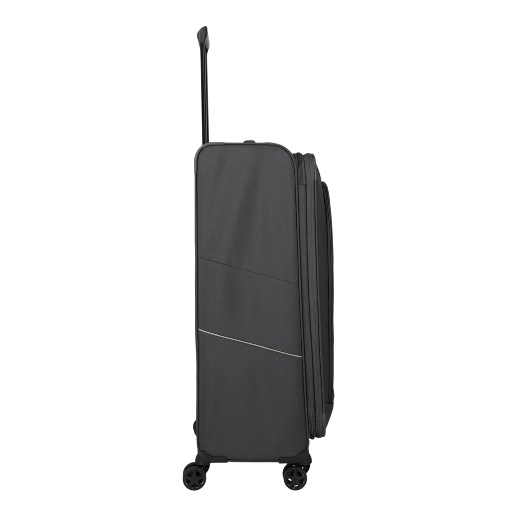 Lieblingstasche Skaii 4-wheel expandable large trolley suitcase in dark grey with telescopic handle, side view