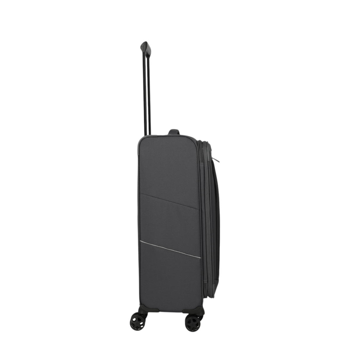 Lieblingstasche Skaii 4-wheel expandable medium suitcase in dark grey, side profile view with extended handle