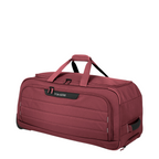 Lieblingstasche Skaii wheeled duffle bag in red with durable fabric, top handles, and smooth-rolling wheels.