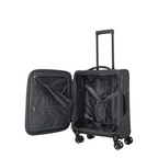 Lieblingstasche Skaii Trolley 4W S in black, showing the open interior with packing straps and mesh compartments.