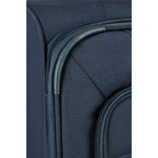 Close-up of the Lieblingstasche Skaii Trolley 4W M exp in dark blue fabric with a Superlight branded handle detail.