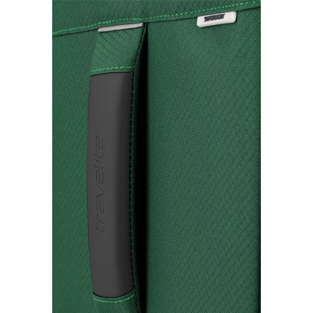 Lieblingstasche Skaii Trolley 4W S in green featuring a durable handle with Travelite branding and Superlight label