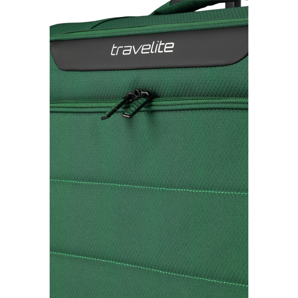 Lieblingstasche Skaii Trolley 4W S in dark green with black travelite logo and durable zipper detail