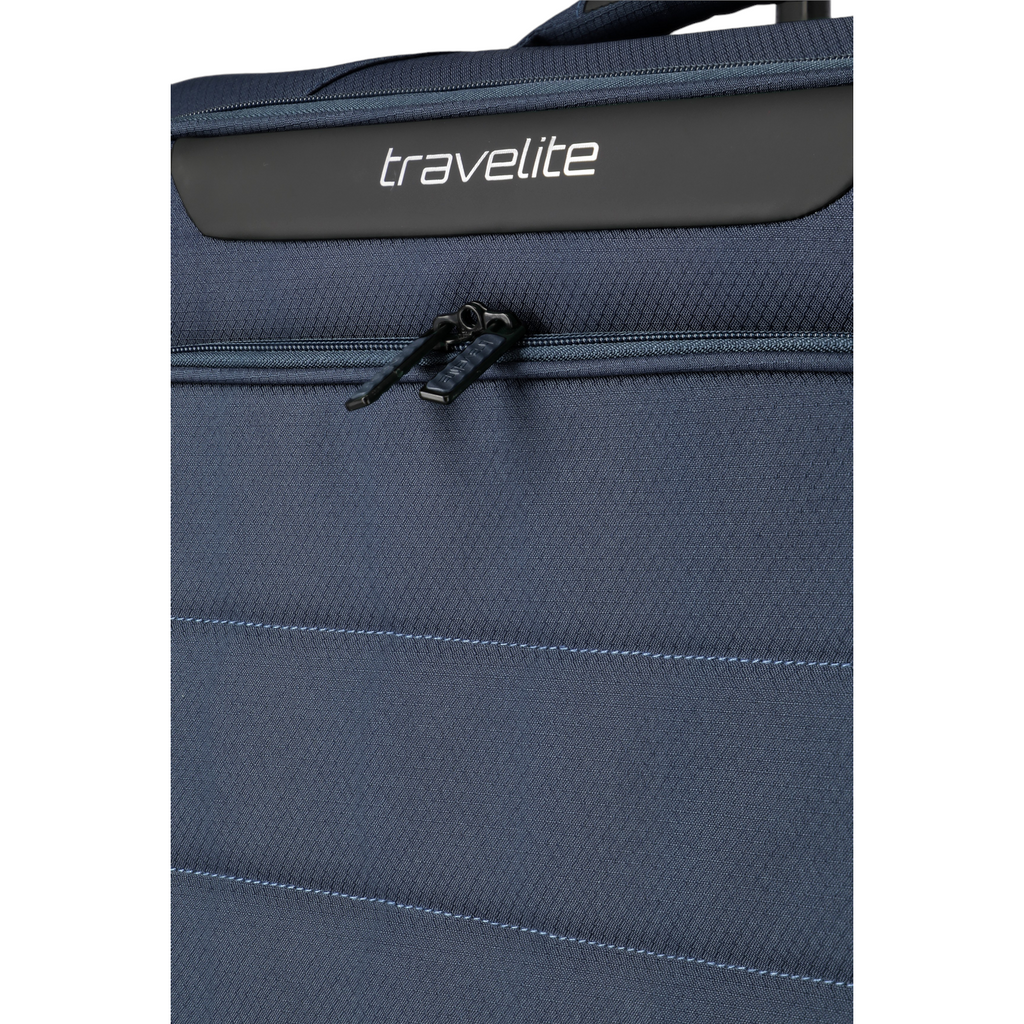 Lieblingstasche Skaii Trolley 4W S in navy blue featuring a durable fabric exterior and travelite branding.