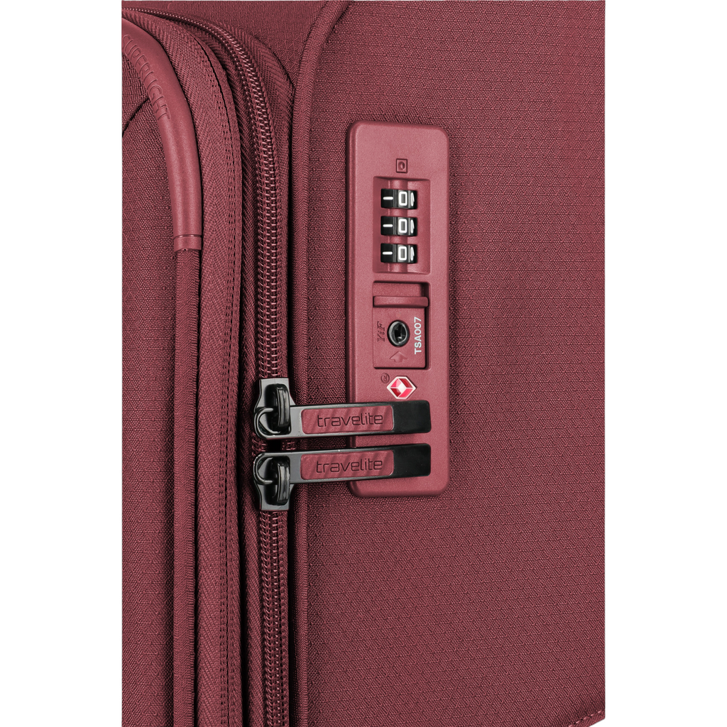 Lieblingstasche Skaii Trolley 4W S in burgundy with integrated TSA combination lock and durable fabric exterior