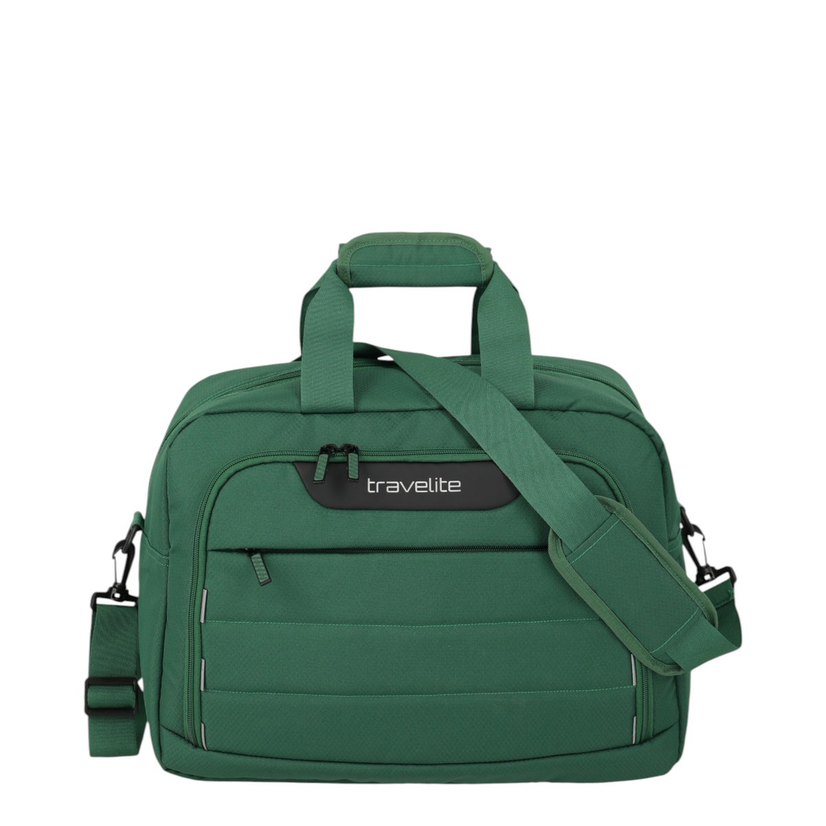 Lieblingstasche Skaii Weekender travel bag in green with top handles, shoulder strap, and front zip pocket