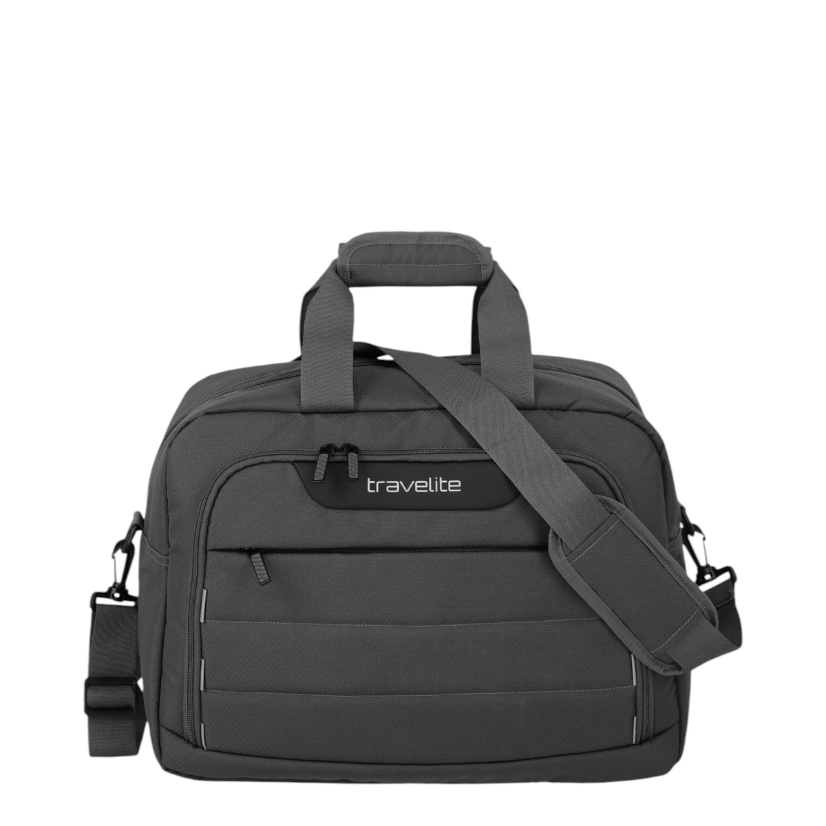 Lieblingstasche Skaii Weekender travel bag in dark grey with top handles, shoulder strap, and front zip pocket