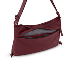 Lieblingstasche Skara Small burgundy crossbody bag with a front zippered pocket and adjustable shoulder strap