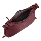 Lieblingstasche Skara Small burgundy crossbody bag with an open zippered main compartment and interior pockets
