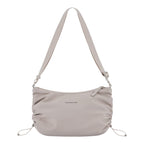 Lieblingstasche Skara Small shoulder bag in light grey with ruched side details and adjustable strap