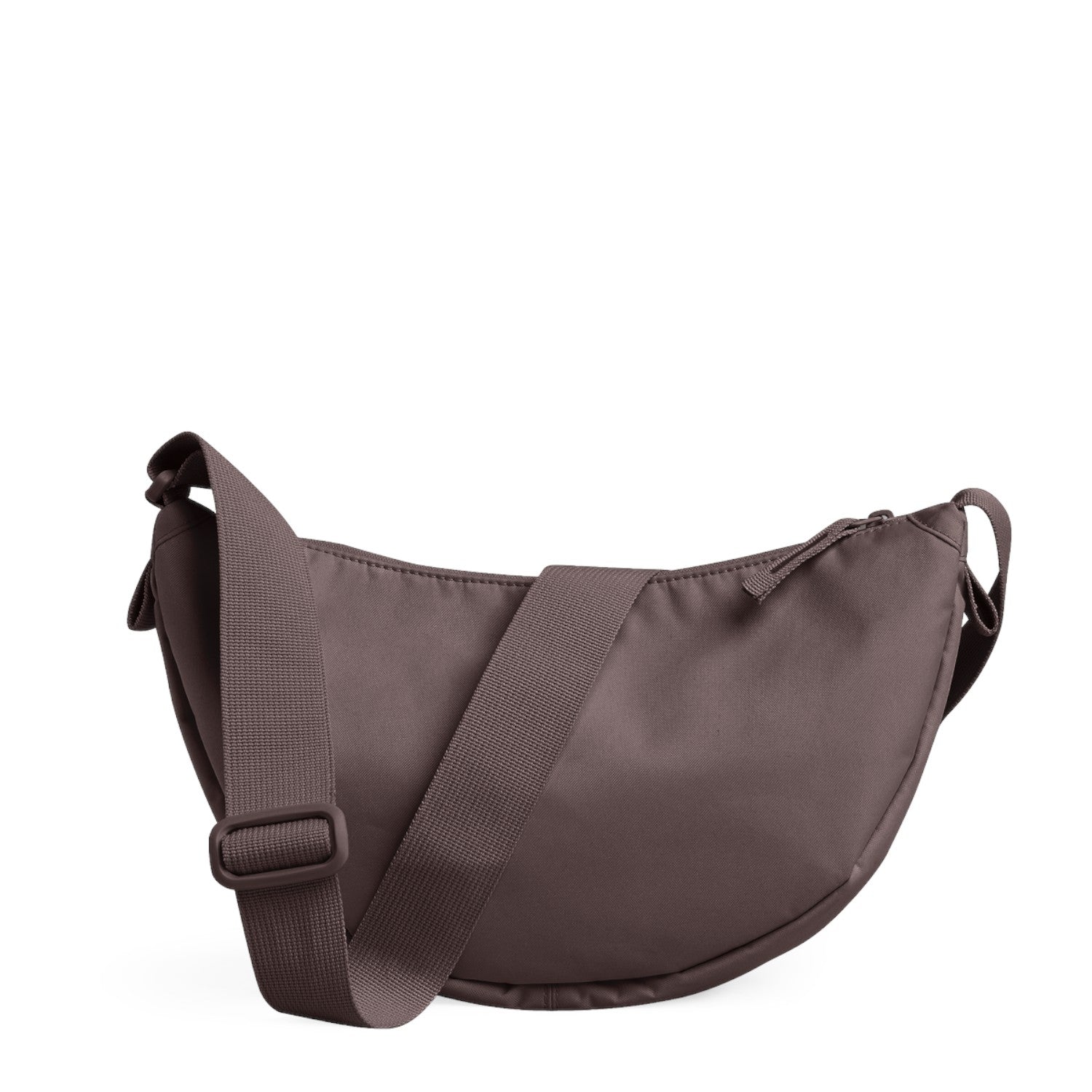 Lieblingstasche small moon bag in a muted mauve colour with an adjustable crossbody strap and zip closure