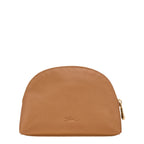 Lieblingstasche Le Foulonné tan grained leather half-moon cosmetic pouch with gold zipper pull