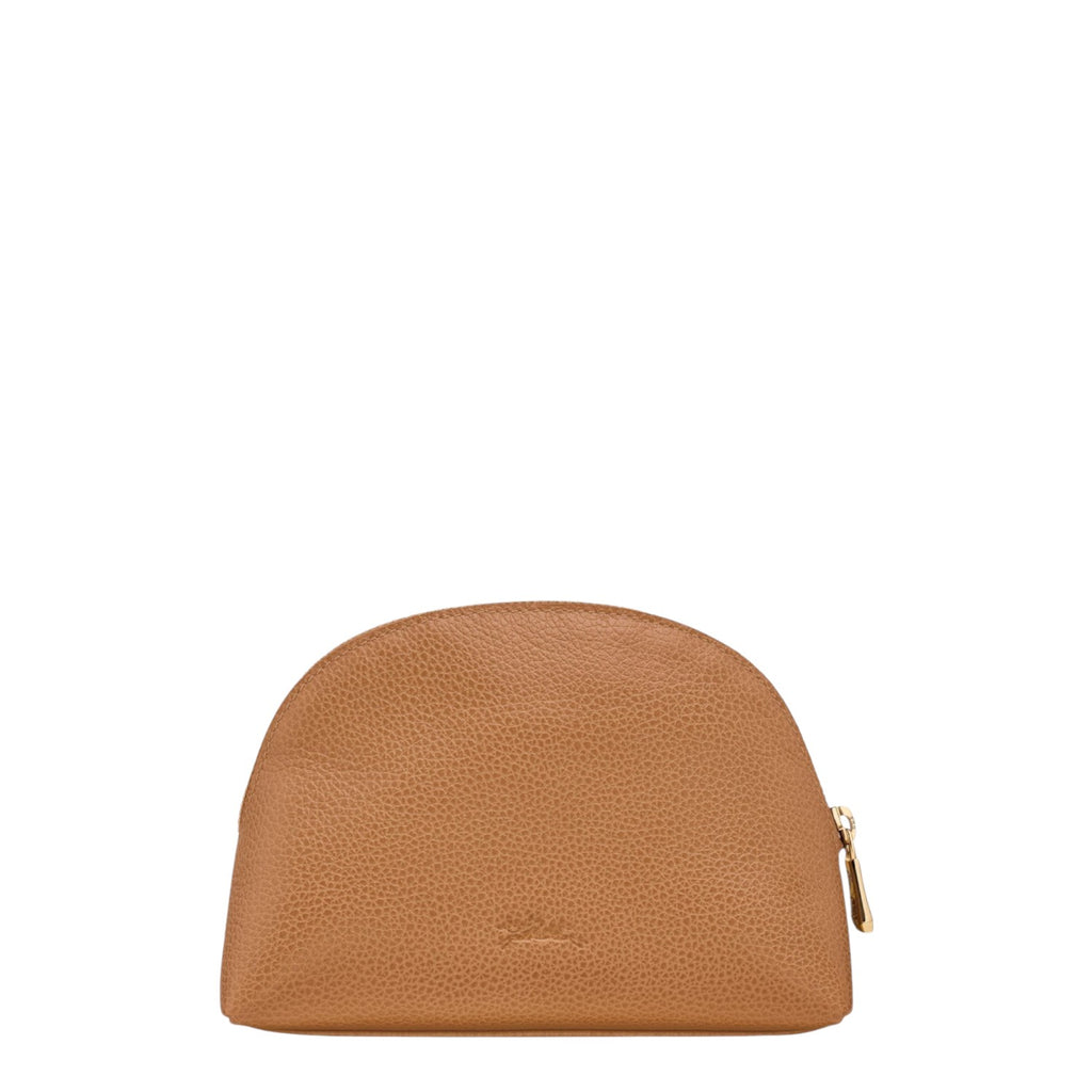 Lieblingstasche Le Foulonné tan grained leather half-moon cosmetic pouch with gold zipper pull