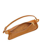 Lieblingstasche Looong Schultertasche S in tan leather with gold-tone hardware and a zippered top opening