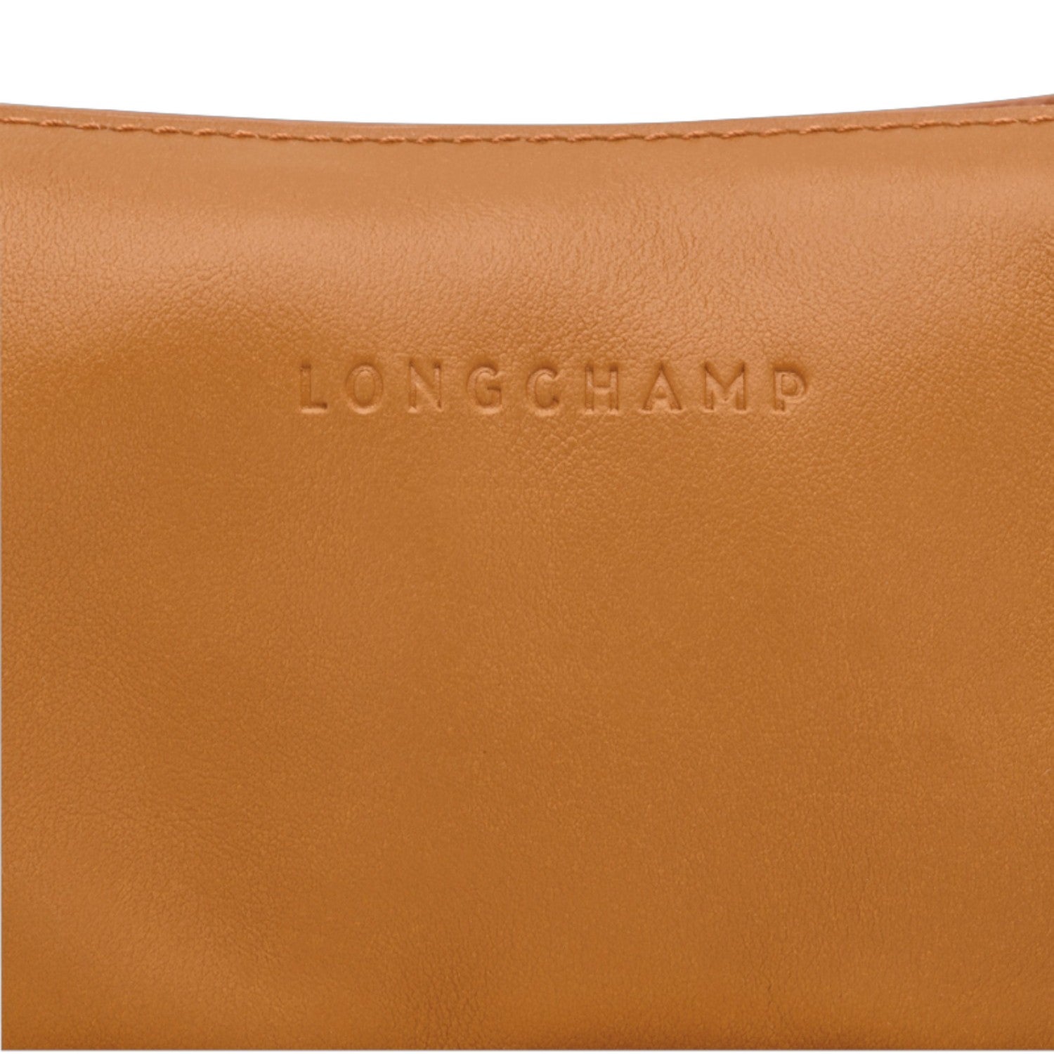 Lieblingstasche Looong Schultertasche S in tan leather with embossed Longchamp logo detail