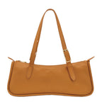 Lieblingstasche tan leather shoulder bag with adjustable buckle strap and zip closure