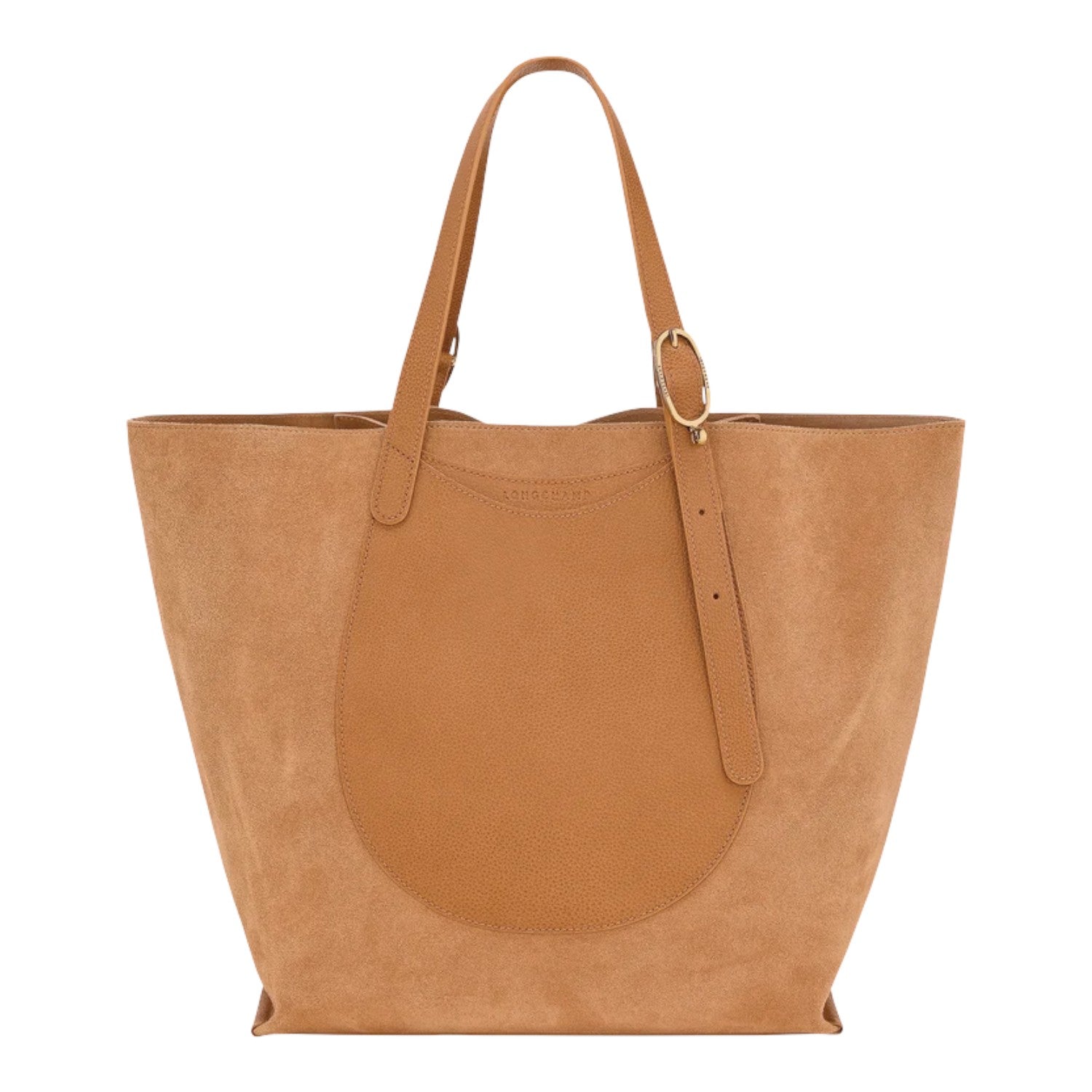 Lieblingstasche tan suede and leather XL tote bag with buckle detail