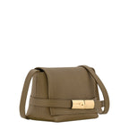 Lieblingstasche Le Smart Flow small taupe leather crossbody bag with a gold-tone metal clasp closure