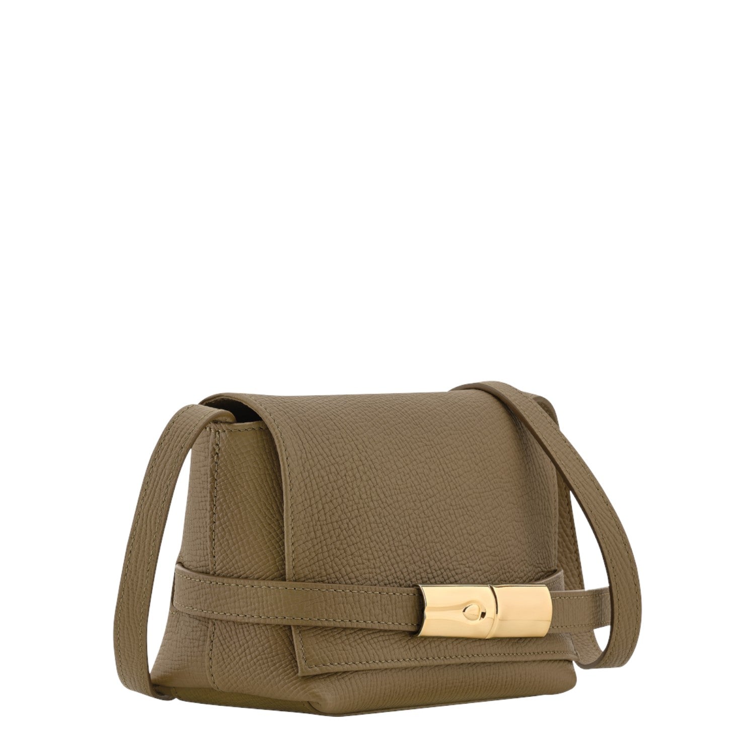 Lieblingstasche Le Smart Flow small taupe leather crossbody bag with a gold-tone metal clasp closure