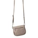 Lieblingstasche Mrs. Coconut Cake taupe leather crossbody bag with adjustable strap and back zipper pocket