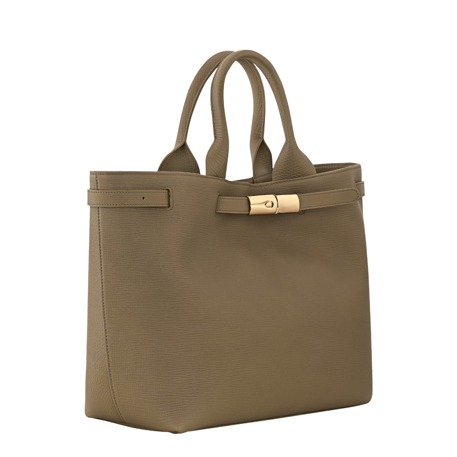 Lieblingstasche Le Smart Flow Handtasche L in taupe grained leather with gold-tone hardware and top handles