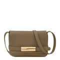Lieblingstasche Le Smart Flow Umhängetasche S in taupe grained leather with a gold-tone metal clasp closure.