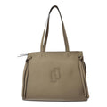 Lieblingstasche Tote L in taupe leather with side tie details and a central stitched logo design.