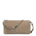Lieblingstasche Clarice II Crossbody M bag in taupe suede leather with a silver ring detail and adjustable strap