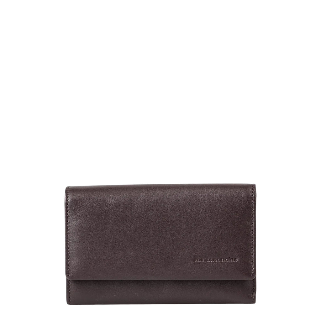 Lieblingstasche Thyme dark brown leather wallet with a minimalist flap design and embossed logo