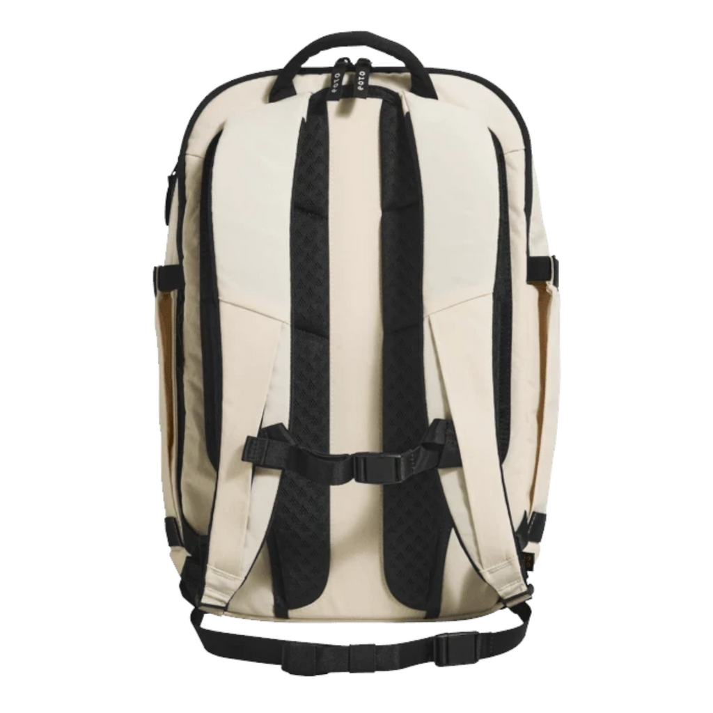 Lieblingstasche Tidy22 business backpack in cream with black straps, breathable back padding, and chest strap.
